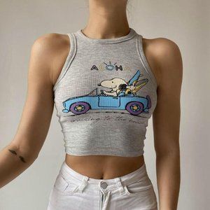 Vintage enjoy pattern gray top crop